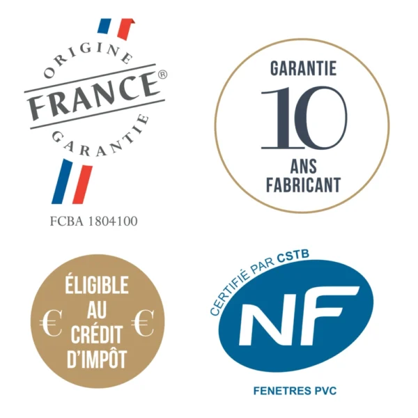 Origine France garantie, éligible au crédit d'impôt, Norme NF, garantie 10 ans