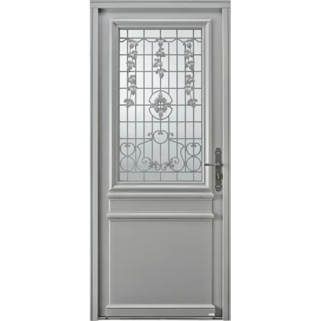 Porte avec grille décorative à motifs