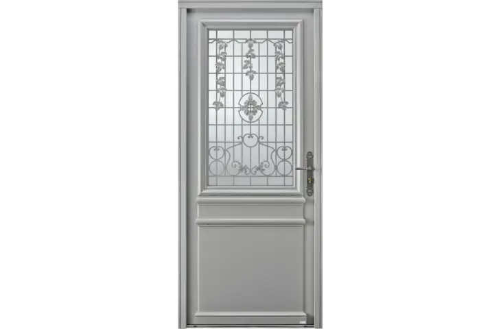 Porte avec grille décorative à motifs