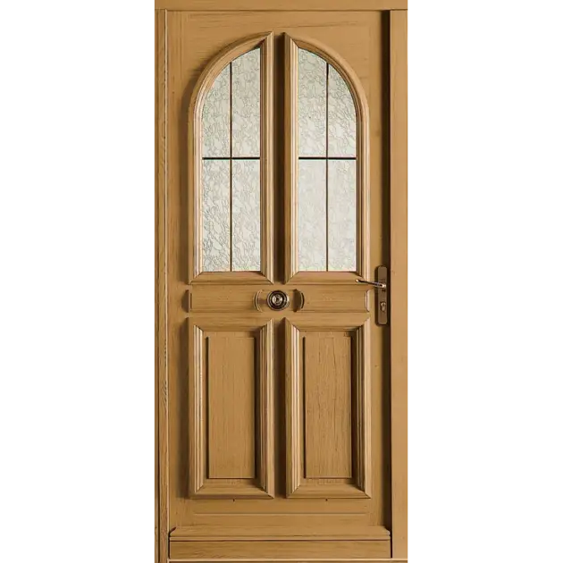 Porte bois vitrée 2 carreaux arrondis