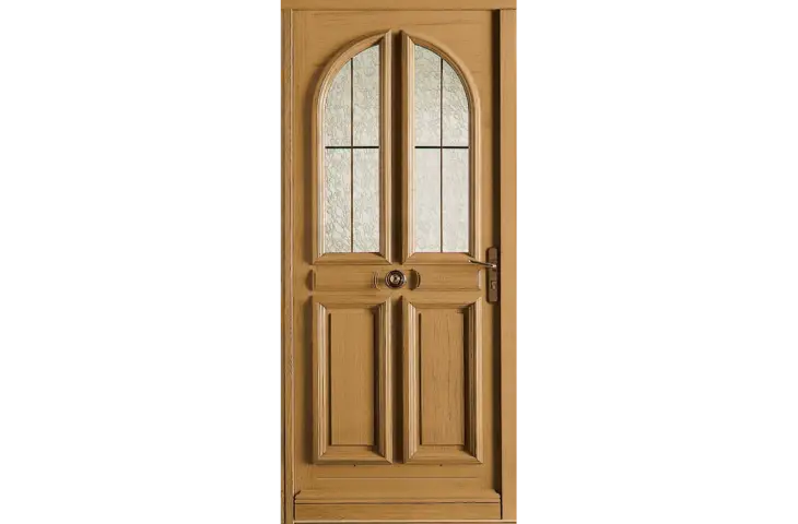 Porte bois vitrée 2 carreaux arrondis