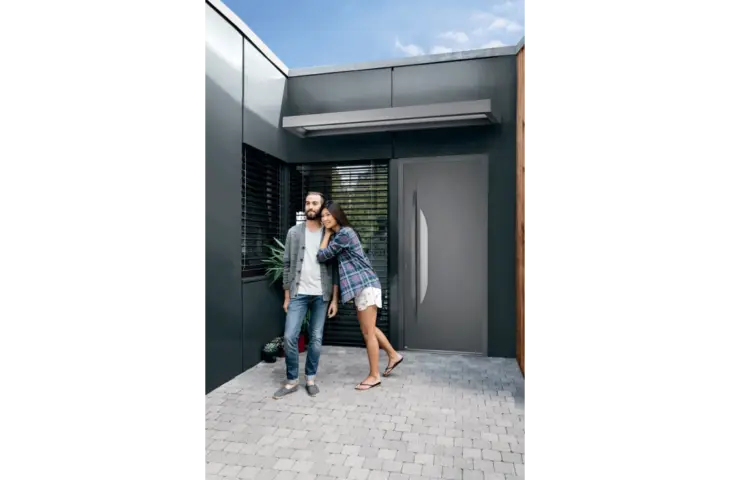 Porte contemporaine mi-vitrée demi-lune – Image 2