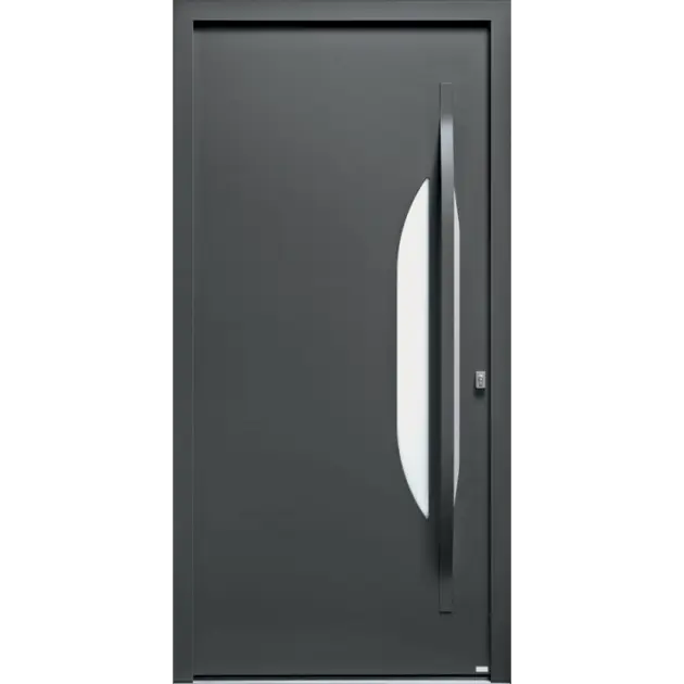 Porte contemporaine mi-vitrée demi-lune