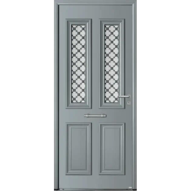Porte de charme mi-vitrée avec grille