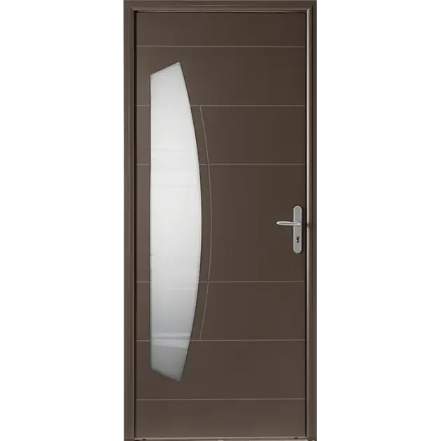 Porte mi-vitrée en virgule et rainures