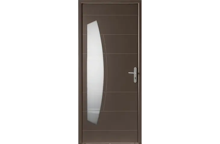 Porte mi-vitrée en virgule et rainures