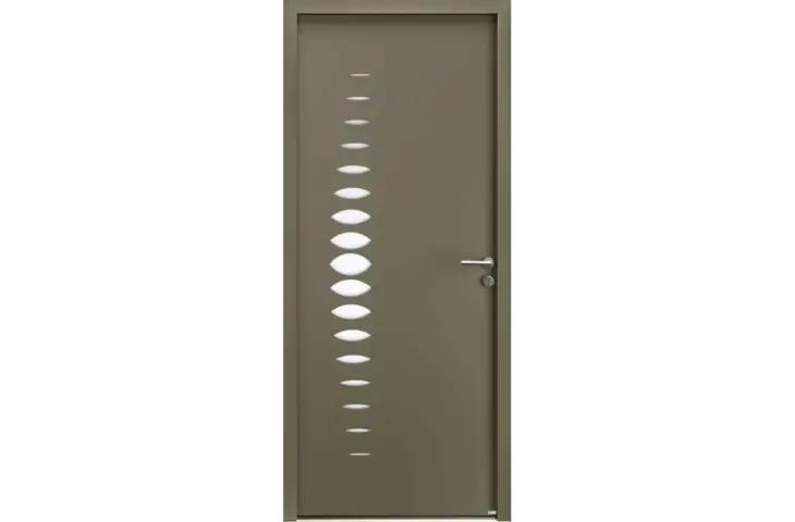 Porte moderne avec petit vitrage arrondi