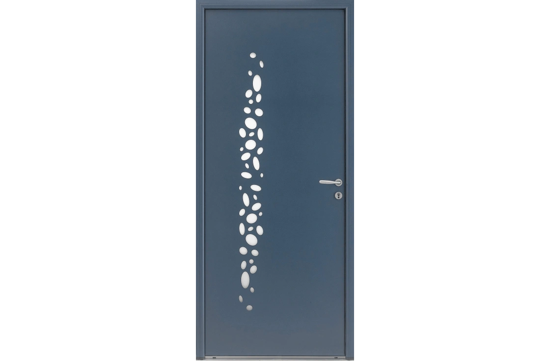 Porte vitrée avec motifs bulles