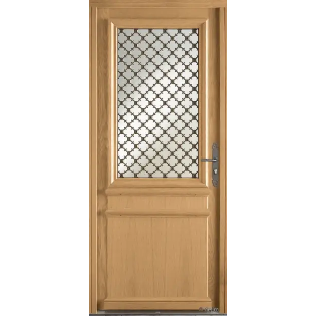 Porte vitrée et grille décorative