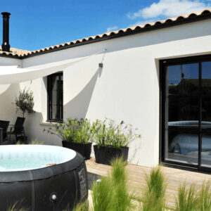 Baie vitrée aluminium noire