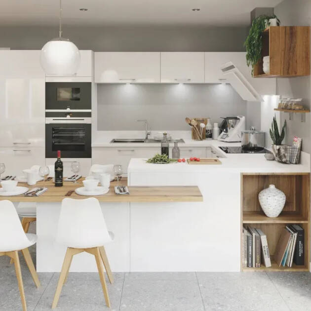 Cuisine en U blanc brillant - SOFIA