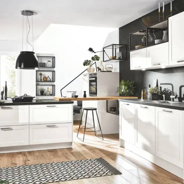 Cuisine équipée laque blanche à cadre - ATHÈNES