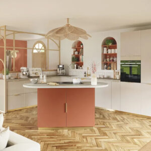 Cuisine équipée terracotta et cachemire anti-trace - NAPLES