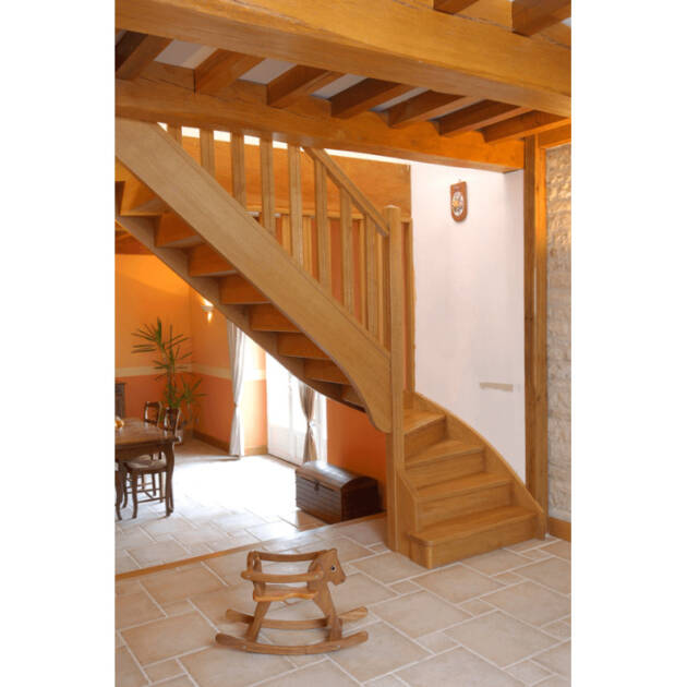 Escalier 1/4 tournant bas en chêne