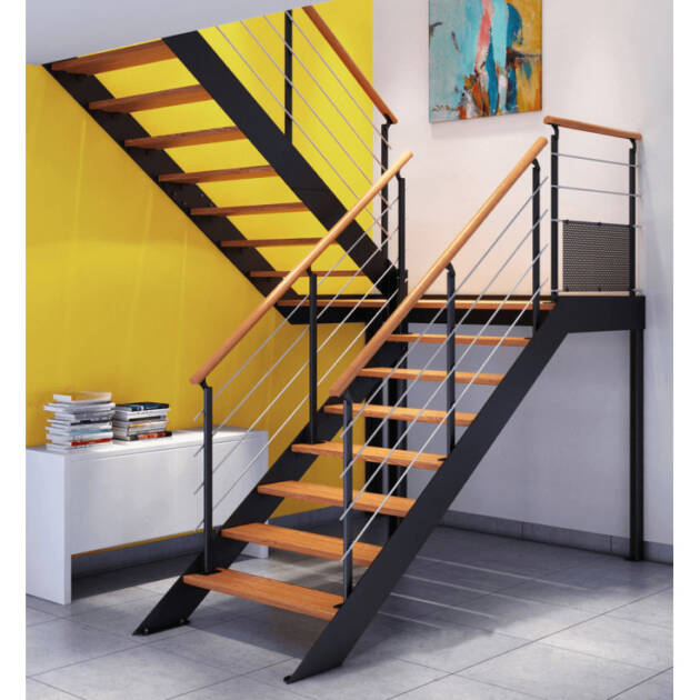 Escalier métal à limons latéraux