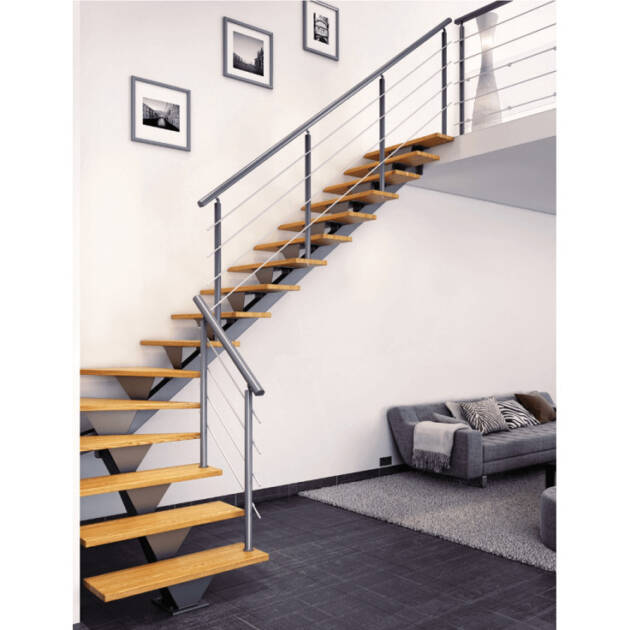 Escalier métal limon central design