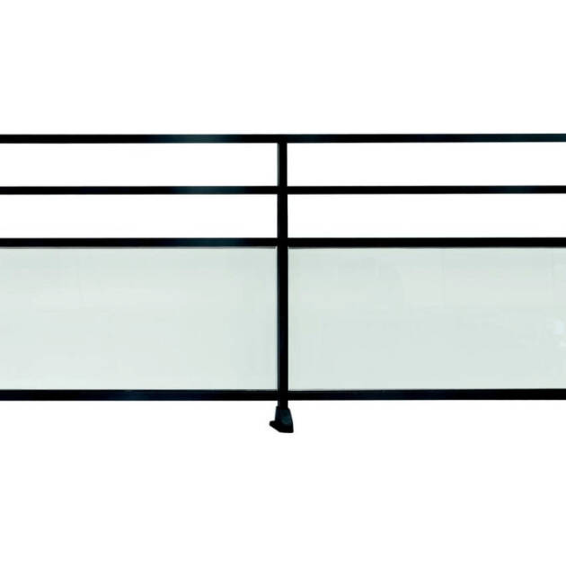 Garde-corps aluminium vitré et barreau horizontal