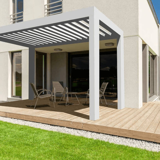 Pergola bioclimatique à lames ondulées