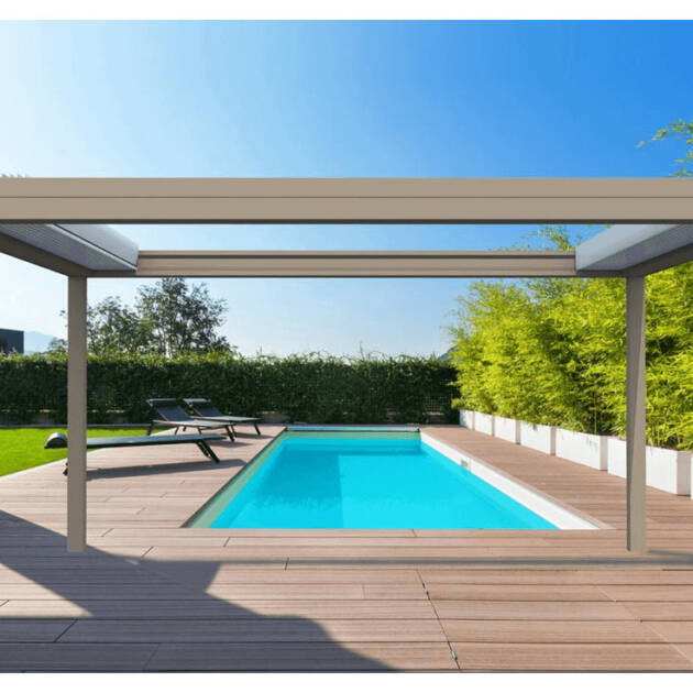 Pergola bioclimatique à lames rétractables