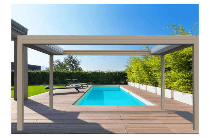 Pergola bioclimatique à lames rétractables