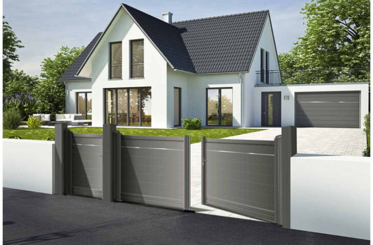 Portail alu battant plein avec jonc décor – Image 6