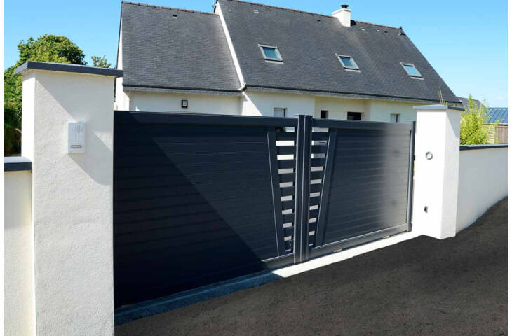 Portail alu coulissant ajourage en biais – Image 4