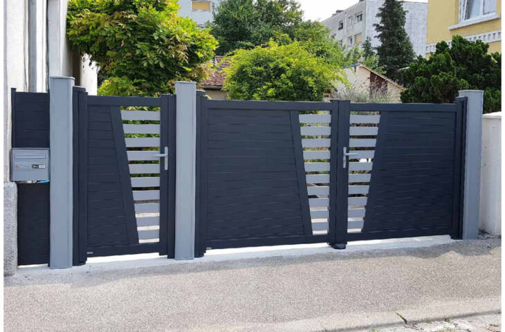 Portail aluminium battant ajourage en biais – Image 3
