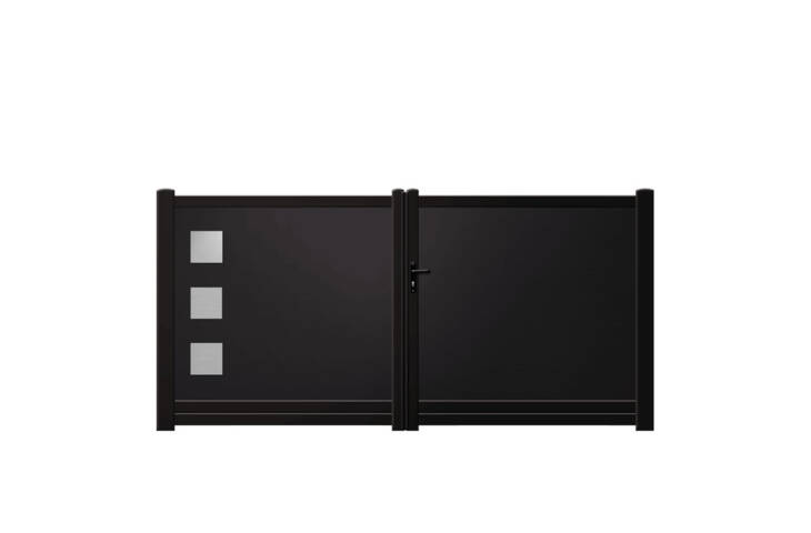 Portail plein inserts inox