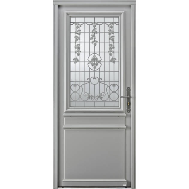 Porte avec grille décorative à motifs