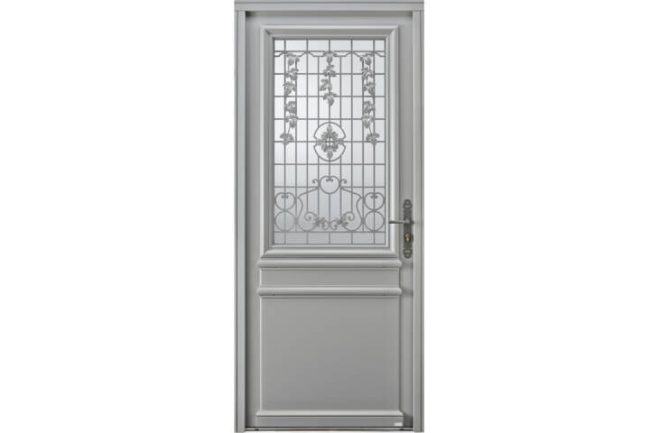 Porte avec grille décorative à motifs