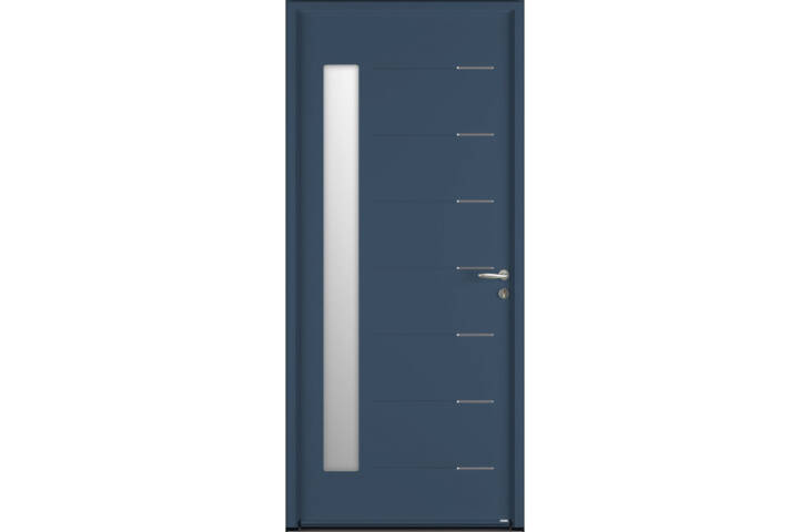 Porte avec rainures et inserts inox
