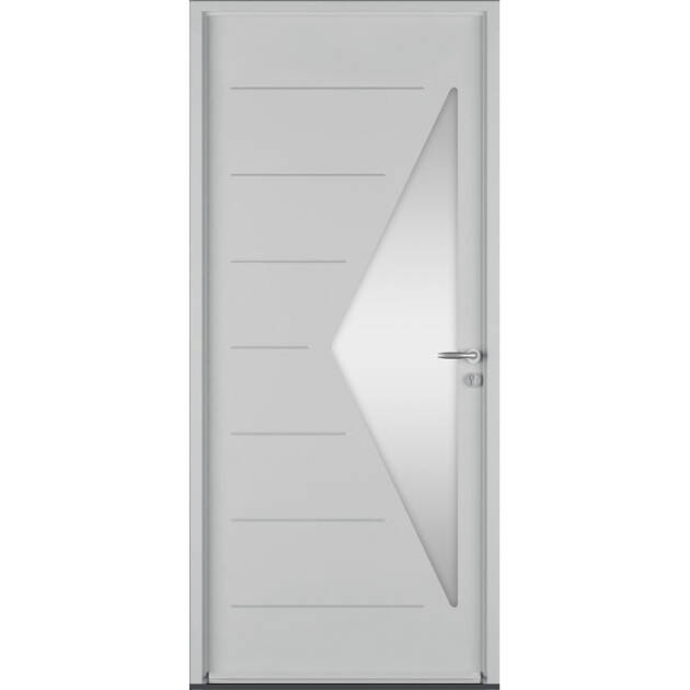 Porte avec vitrage triangulaire