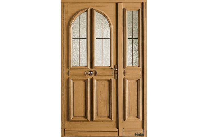 Porte bois vitrée 2 carreaux arrondis – Image 3