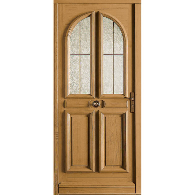 Porte bois vitrée 2 carreaux arrondis