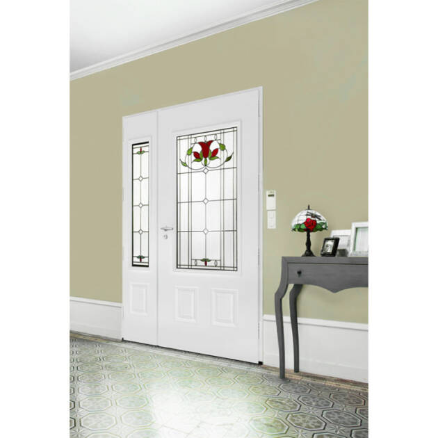 Porte classique vitrage motif floral