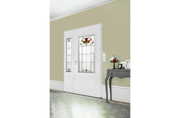 Porte classique vitrage motif floral
