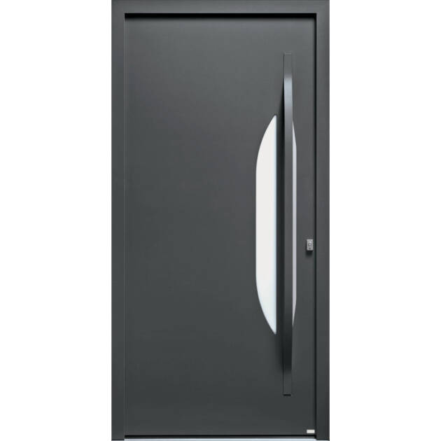 Porte contemporaine mi-vitrée demi-lune