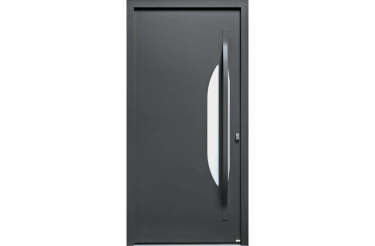 Porte contemporaine mi-vitrée demi-lune
