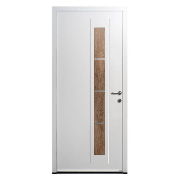 Porte d'entrée acier décor bois
