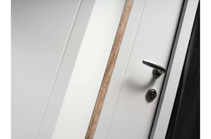 Porte d'entrée acier vitrée avec décor bois – Image 5