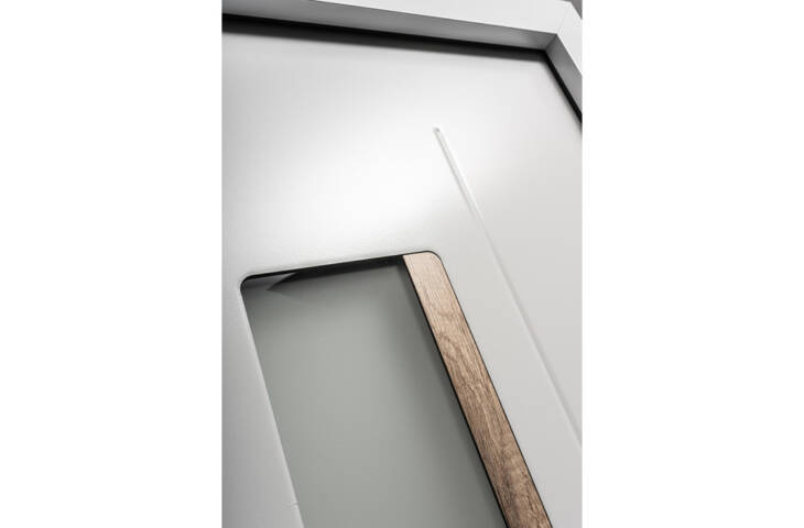Porte d'entrée acier vitrée avec décor bois – Image 7