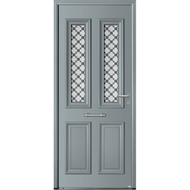Porte de charme mi-vitrée avec grille