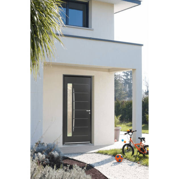 Porte d'entrée acier mi-vitrée exclusive