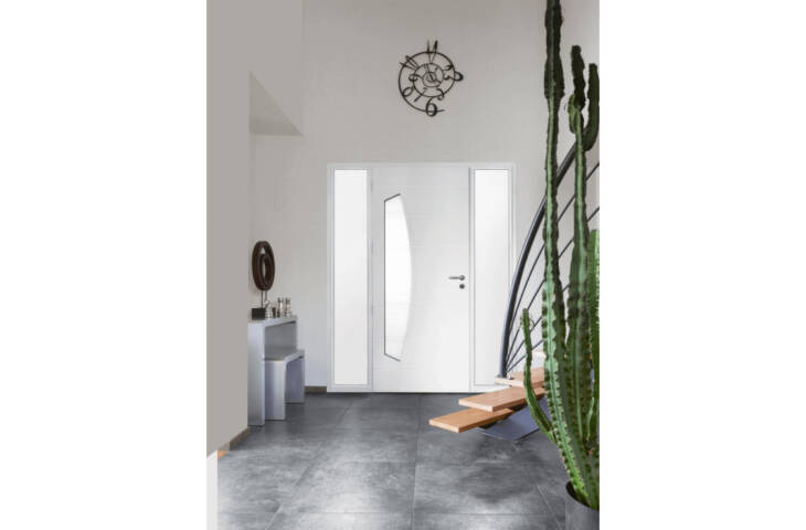 Porte mi-vitrée en virgule et rainures – Image 5
