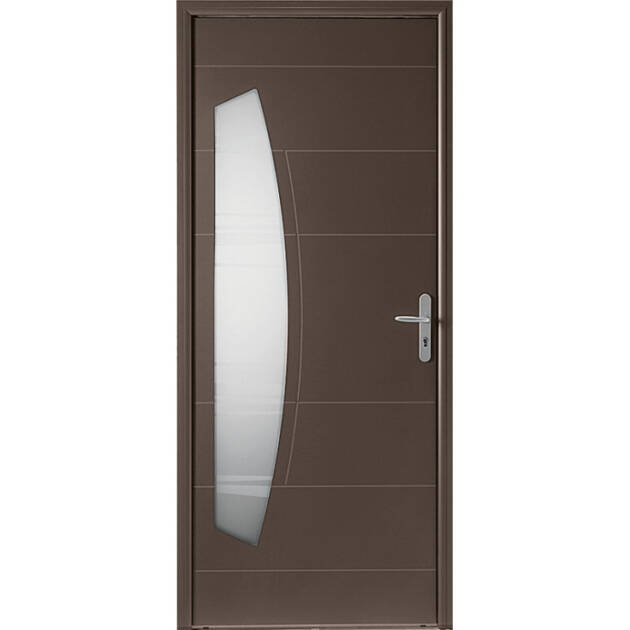 Porte mi-vitrée en virgule et rainures
