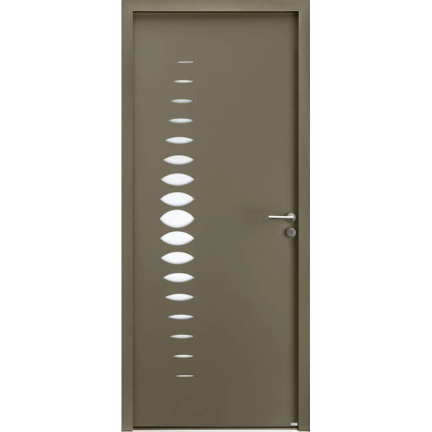 Porte moderne avec petit vitrage arrondi