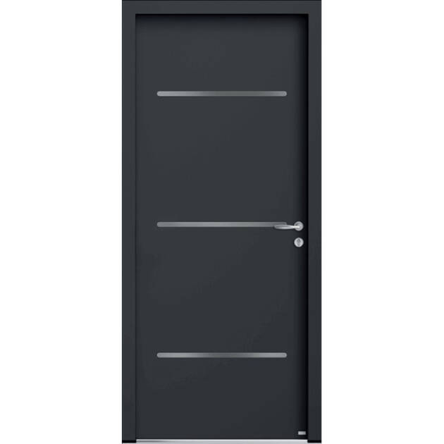 Porte pleine 3 inserts inox