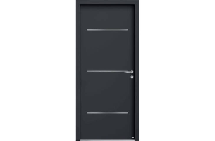 Porte pleine 3 inserts inox