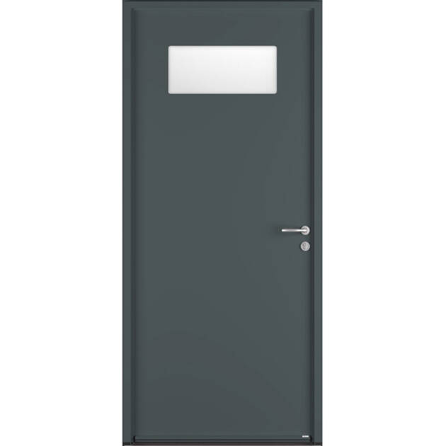 Porte de service acier vitrage rectangulaire
