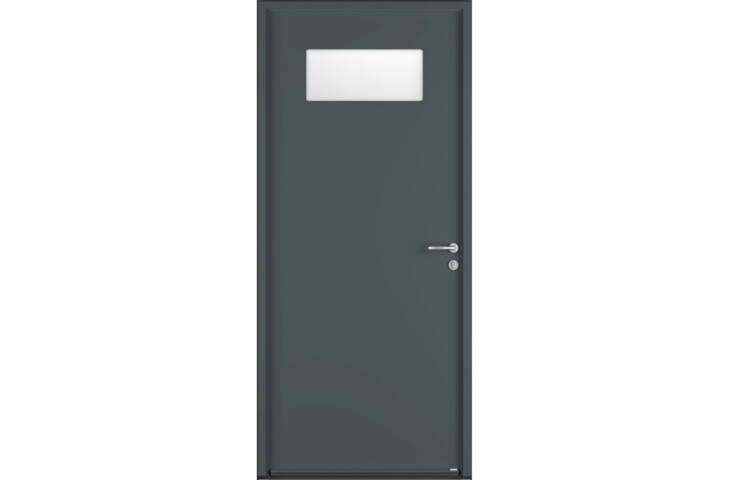 Porte de service acier vitrage rectangulaire